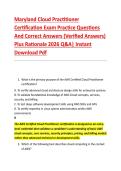Maryland Cloud Practitioner &NewLine;Certification Exam Practice Questions &NewLine;And Correct Answers &lpar;Verified Answers&rpar; &NewLine;Plus Rationale 2026 Q&A&vert; Instant &NewLine;Download Pdf 