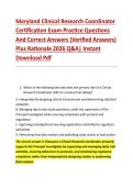 Maryland Clinical Research Coordinator &NewLine;Certification Exam Practice Questions &NewLine;And Correct Answers &lpar;Verified Answers&rpar; &NewLine;Plus Rationale 2026 Q&A&vert; Instant &NewLine;Download Pdf 