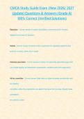 CMCA  Study Guide Exam &lpar;New 2026&sol; 2027 Update&rpar; Questions & Answers &lbrace;Grade A&rcub; 100&percnt; Correct &lpar;Verified Solutions&rpar;