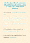 DMV Maine Permit Test&colon; All Sections &lpar;New 2026&sol; 2027 Update&rpar; Questions & Answers &lbrace;Grade A&rcub; 100&percnt; Correct &lpar;Verified Solutions&rpar;