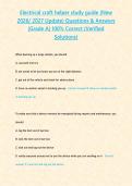 Electrical craft helper study guide &lpar;New 2026&sol; 2027 Update&rpar; Questions & Answers &lbrace;Grade A&rcub; 100&percnt; Correct &lpar;Verified Solutions&rpar;&NewLine;&NewLine;