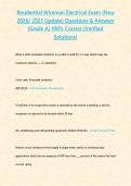 Residential Wireman Electrical Exam &lpar;New 2026&sol; 2027 Update&rpar; Questions & Answers &lbrace;Grade A&rcub; 100&percnt; Correct &lpar;Verified Solutions&rpar;