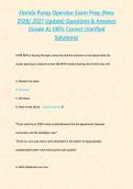 Florida Pump Operator Exam Prep &lpar;New 2026&sol; 2027 Update&rpar; Questions & Answers &lbrace;Grade A&rcub; 100&percnt; Correct &lpar;Verified Solutions&rpar;&NewLine;&NewLine;