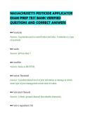 MASSACHUSETTS PESTICIDE APPLICATOR EXAM PREP TEST BANK VERIFIED QUESTIONS AND CORRECT ANSWERS&period;pdf&NewLine;&NewLine;