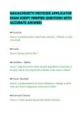 MASSACHUSETTS PESTICIDE APPLICATOR EXAM SCRIPT VERIFIED QUESTIONS WITH ACCURATE ANSWERS&period;pdf&NewLine;&NewLine;