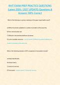 RHIT EXAM PREP PRACTICE QUESTIONS &lpar;Latest 2026 2027 UPDATE&rpar; Questions & Answers 100- Correct&period;
