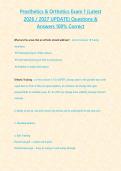Prosthetics & Orthotics Exam 1 &lpar;Latest 2026 2027 UPDATE&rpar; Questions & Answers 100- Correct