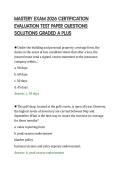 MASTERY EXAM 2026 CERTIFICATION EVALUATION TEST PAPER QUESTIONS SOLUTIONS GRADED A PLUS&period;pdf&NewLine;&NewLine;