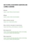 MAT 101 FINAL EXAM REVIEW QUESTIONS AND CORRECT ANSWERS&period;pdf&NewLine;&NewLine;&NewLine;&NewLine;