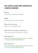 MAT 101 FINAL EXAM SCRIPT UPDATED WITH COMPLETE ANSWERS