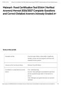 Walmart- Food Certification Test EXAM &lpar;Verified Answers&rpar; Newest 2026&sol;2027 Complete Questions and Correct Detailed Answers &vert;Already Graded A&plus;&NewLine;
