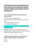 OSHA Personal Protective Equipment &lpar;PPE&rpar; Exam Questions and Correct Answers