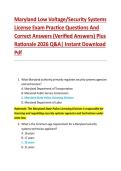 Maryland Low Voltage&sol;Security Systems &NewLine;License Exam Practice Questions And &NewLine;Correct Answers &lpar;Verified Answers&rpar; Plus &NewLine;Rationale 2026 Q&A&vert; Instant Download &NewLine;Pdf 