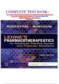 COMPLETE TEST BANK&colon;&NewLine;For Lehne's Pharmacotherapeutics For Advanced Practice Nurses And Physician  Assistants 3rd Edition By Laura D&period; Rosenthal&NewLine; &lpar;Author&rpar;Questions And Answers &NewLine;Graded A&plus;&period;&NewLine;