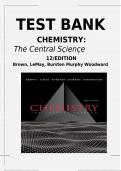 Test Bank Chemistry&colon; The Central Science 12th Edition Brown et al&period; Questions&comma; Answers and Rationales