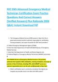 NYC EMS Advanced Emergency Medical &NewLine;Technician Certification Exam Practice &NewLine;Questions And Correct Answers &NewLine;&lpar;Verified Answers&rpar; Plus Rationale 2026 &NewLine;Q&A&vert; Instant Download Pdf