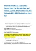 NYC DOHMH Mobile Food Vendor &NewLine;License Exam Practice Questions And &NewLine;Correct Answers &lpar;Verified Answers&rpar; Plus &NewLine;Rationale 2026 Q&A&vert; Instant Download &NewLine;Pdf  