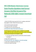 NYC DOB Master Electrician License &NewLine;Exam Practice Questions And Correct &NewLine;Answers &lpar;Verified Answers&rpar; Plus &NewLine;Rationale 2026 Q&A&vert; Instant Download &NewLine;Pdf  