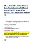 NYC DOB Gas Work Qualification Full &NewLine;Exam Practice Questions And Correct &NewLine;Answers &lpar;Verified Answers&rpar; Plus &NewLine;Rationale 2026 Q&A&vert; Instant Download &NewLine;Pdf  
