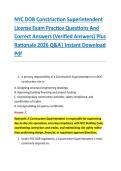 NYC DOB Construction Superintendent &NewLine;License Exam Practice Questions And &NewLine;Correct Answers &lpar;Verified Answers&rpar; Plus &NewLine;Rationale 2026 Q&A&vert; Instant Download &NewLine;Pdf  
