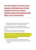 NYC DEP Backflow Prevention Device &NewLine;Inspector Certification Exam Practice &NewLine;Questions And Correct Answers &NewLine;&lpar;Verified Answers&rpar; Plus Rationale 2026 &NewLine;Q&A&vert; Instant Download Pdf