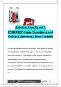 Aviation Law Exam 1 &ndash; 125 Questions & Correct Answers &vert; FAA&comma; NTSB&comma; NASA&comma; Aviation Safety&comma; Torts & Liability &vert; 2026&sol;2027 