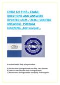 CHEM 121 Final Exam &ndash; Complete Questions&comma; Correct Answers & Rationales &vert; 2026 Updated A&plus; General Chemistry Review