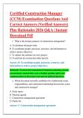 Certified Construction Manager &NewLine;&lpar;CCM&rpar; Examination Questions And &NewLine;Correct Answers &lpar;Verified Answers&rpar; &NewLine;Plus Rationales 2026 Q&A &vert; Instant &NewLine;Download Pdf 