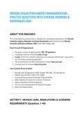 Nevada Collection Agency Manager Exam Prep&colon; Laws&comma; Regulations&comma; Practice Questions & Verified Answers