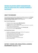 Nevada Collection Agency Manager Exam Prep&colon; Laws&comma; Regulations&comma; Practice Questions & Verified Answers