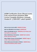 AONN Certification Exam &lpar;Recent exam&rpar; &NewLine;Fully solved Exam Questions With &NewLine;Correct Complete Solutions &vert;&vert; Already &NewLine;Graded A&plus; &vert;&vert; 2026-2027 Latest Update&excl;&excl;&excl;