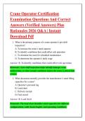 Crane Operator Certification &NewLine;Examination Questions And Correct &NewLine;Answers &lpar;Verified Answers&rpar; Plus &NewLine;Rationales 2026 Q&A &vert; Instant &NewLine;Download Pdf 