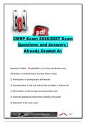 CMRP Exam 2026&sol;2027 &vert; 150&plus; Questions & Answers &vert; Reliability&comma; Maintenance&comma; FMEA&comma; RCM&comma; TPM&comma; Work Management & Asset Management &vert; Society for Maintenance & Reliability Professionals