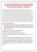 C&plus;&plus; Programming Midterm Exam Study Guide 2026&sol;2027 &vert; 125 Verified Syntax & Logic Questions with Detailed Solutions