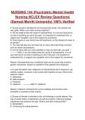 NURSING 144 &vert;Psychiatric Mental Health Nursing NCLEX Review Questions&vert; &lpar;Samuel Merritt University&rpar; 100&percnt; Verified &lpar;2026&sol;2027&rpar;