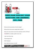 CNOR Exam 2026&sol;2027 &vert; 200&plus; Questions & Answers &vert; Surgical Fires&comma; Sterile Technique&comma; Tourniquets&comma; Electrosurgery&comma; Laser Safety&comma; OR Environment & Medications