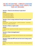 ASU BIO 182 EXAM FINAL - COMPLETE QUESTIONS&NewLine;AND DETAILED SOLUTIONS LATEST UPDATE THIS&NewLine;YEAR JUST RELEASED