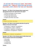ATI ANATOMY AND PHYSIOLOGY EXAM &ndash; PROCTORED&NewLine;NURSING TEST - COMPLETE QUESTIONS AND DETAILED&NewLine;SOLUTIONS LATEST UPDATE THIS YEAR JUST RELEASED
