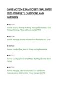 SANS MGT514 EXAM SCRIPT FINAL PAPER&NewLine;2026 COMPLETE QUESTIONS AND&NewLine;ANSWERS&NewLine;