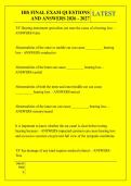 IHS FINAL EXAM QUESTIONS &NewLine;AND ANSWERS 2026 - 2027 