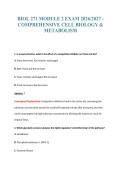 BIOL 271 MODULE 2 EXAM 2026&sol;2027 -&NewLine;COMPREHENSIVE CELL BIOLOGY &&NewLine;METABOLISM