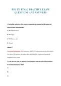 BIO 171 FINAL PRACTICE EXAM&NewLine;QUESTIONS AND ANSWERS