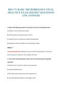 BIO 171 BASIC MICROBIOLOGY FINAL&NewLine;PRACTICE EXAM 2026&sol;2027 QUESTIONS&NewLine;AND ANSWERS