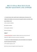 BIO 171 FINAL PRACTICE EXAM&NewLine;2026&sol;2027 QUESTIONS AND ANSWERS
