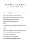 BIO 171 PRACTICE EXAM 2026&sol;2027&NewLine;QUESTIONS AND ANSWERS