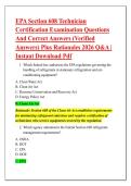 EPA Section 608 Technician &NewLine;Certification Examination Questions &NewLine;And Correct Answers &lpar;Verified &NewLine;Answers&rpar; Plus Rationales 2026 Q&A &vert; &NewLine;Instant Download Pdf
