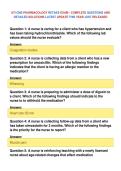 ATI CMS PHARMACOLOGY RETAKE EXAM - COMPLETE QUESTIONS AND&NewLine;DETAILED SOLUTIONS LATEST UPDATE THIS YEAR JUST RELEASED