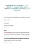 MICROBIOLOGY MODULE 2&colon; CELL&NewLine;STRUCTURE&comma; FUNCTION&comma; AND&NewLine;MICROSCOPY EXAM QUESTIONS AND&NewLine;ANSWERS