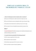 PORTAGE LEARNING BIOL 271&NewLine;MICROBIOLOGY MODULE 3 EXAM