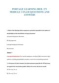 PORTAGE LEARNING BIOL 271&NewLine;MODULE 1 EXAM QUESTIONS AND&NewLine;ANSWERS